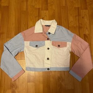Pastel Colorblock Cropped Jacket